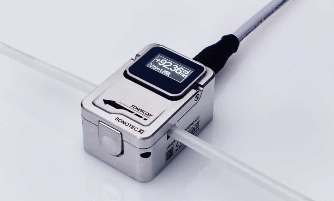 Photo of a non-invasive flow meter that needs to be calibrated.