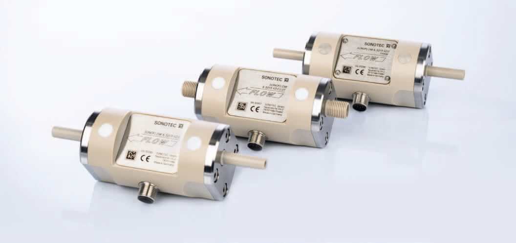 Picture of Sonotec in-line flow meters.